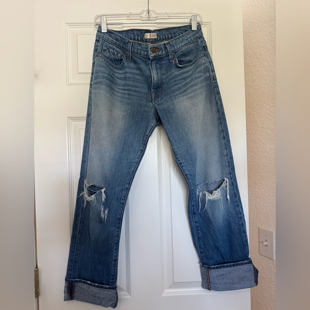 J Brand Distressed Blue Boyfriend Jeans